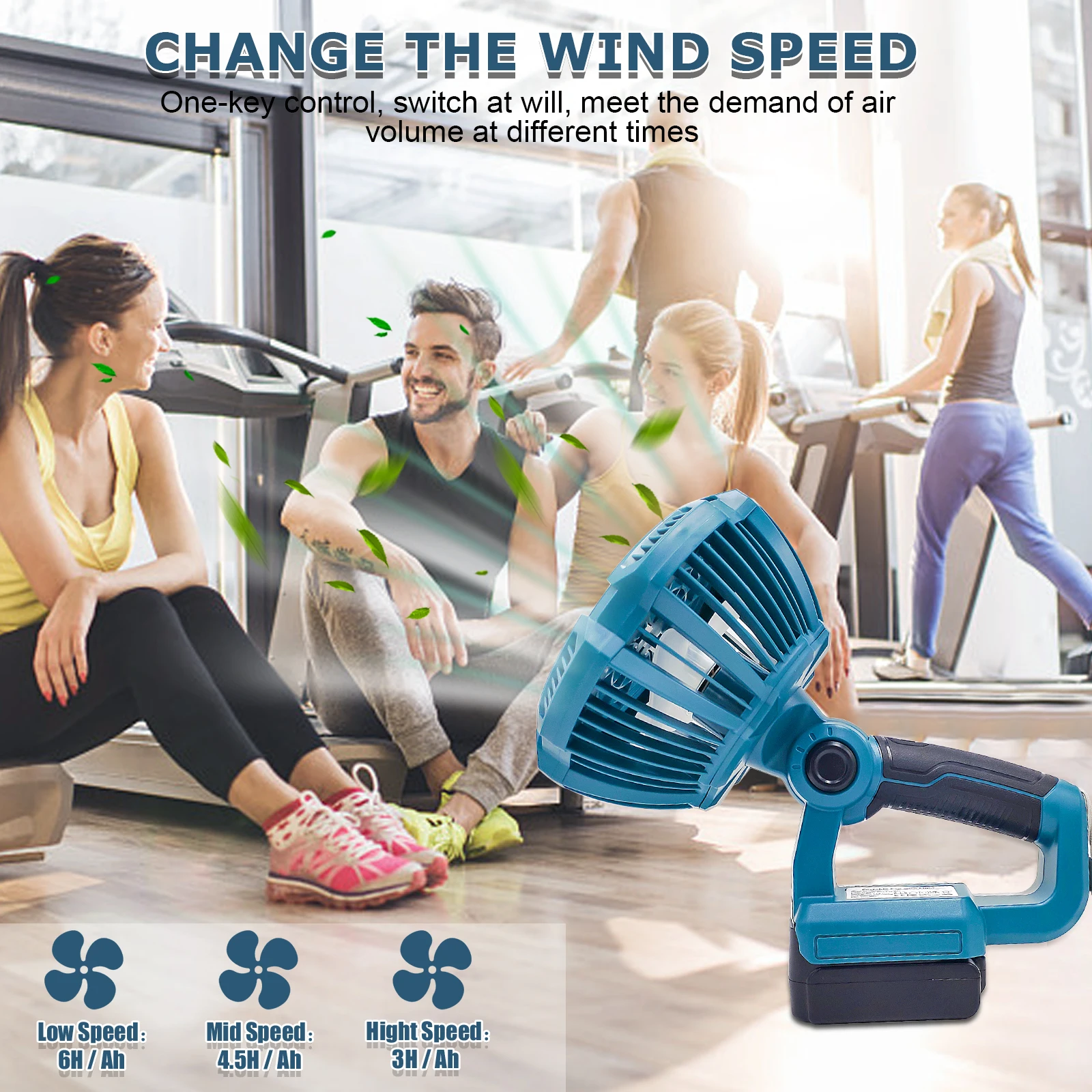 Ventilador de Camping con linternas LED de 9W, adecuado para batería de iones de litio Makita de 18V, ventilador portátil de mano con puerto USB, control remoto IR