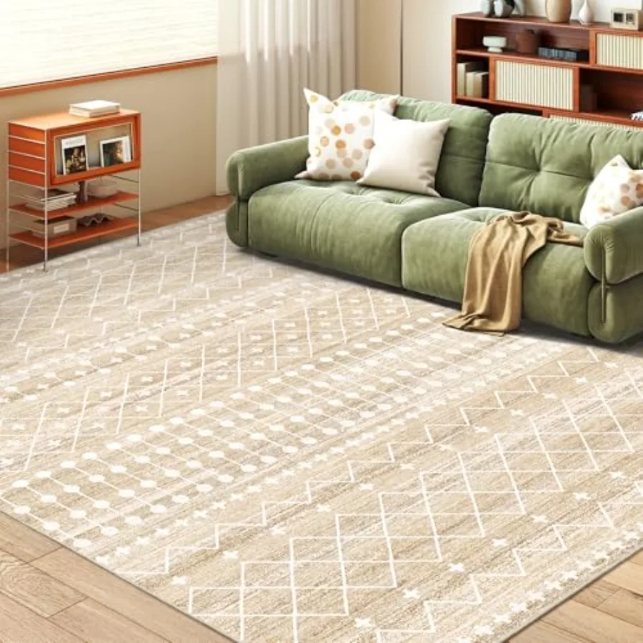 

5x7 Area Rug for Living Room and Dining Room: Moroccan Design Washable NonSlip Indoor Floor Carpet Foldable Large Soft Low Pile