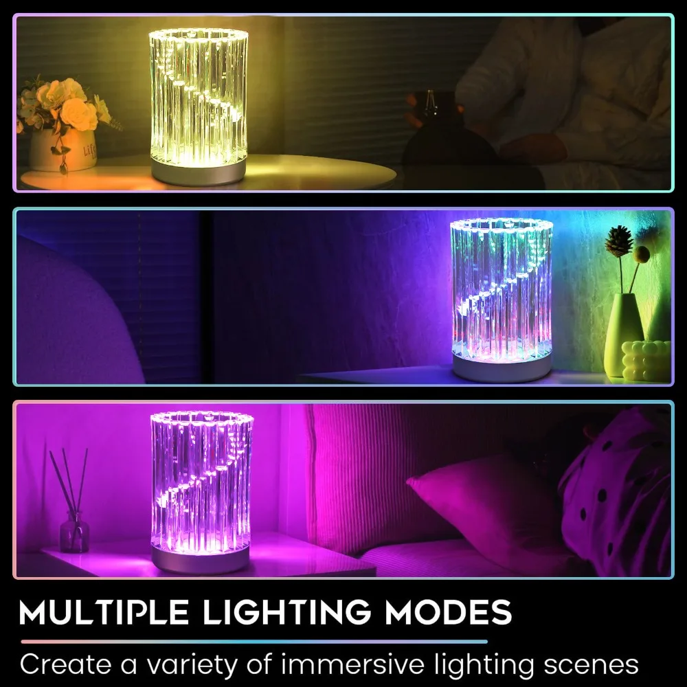Smart Bluetooth APP Control Atmosphere light vase RGB Color Changing Vase Lamp 5V Dimmable LED Crystal Atmosphere Desk Decor