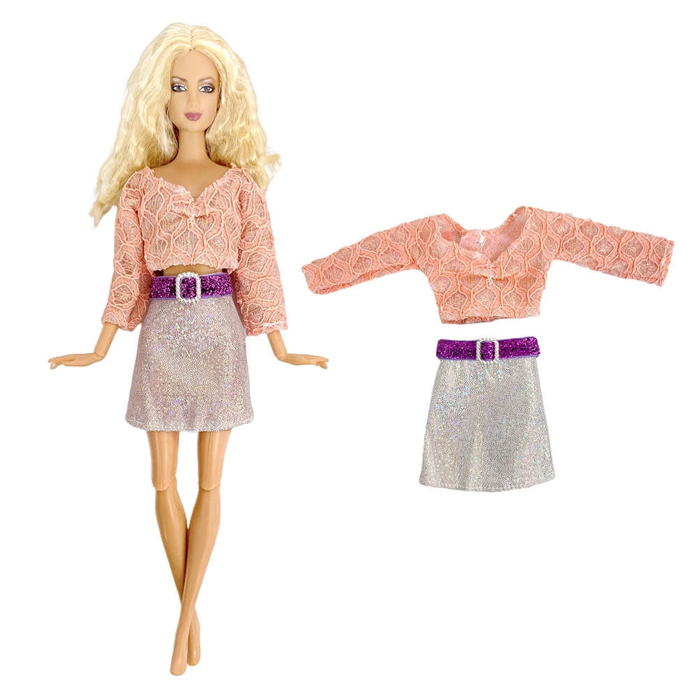 1 Set Fashion Dress Lace Shirt+ Modern Skrit Daily Casual Wear Clothes for Barbie  Doll Accessories Girl's 1/6 Doll Toys