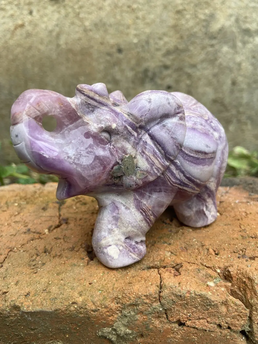 Big Lavender Fluorite Elephant Hand Carved Feng Shui Home Decor