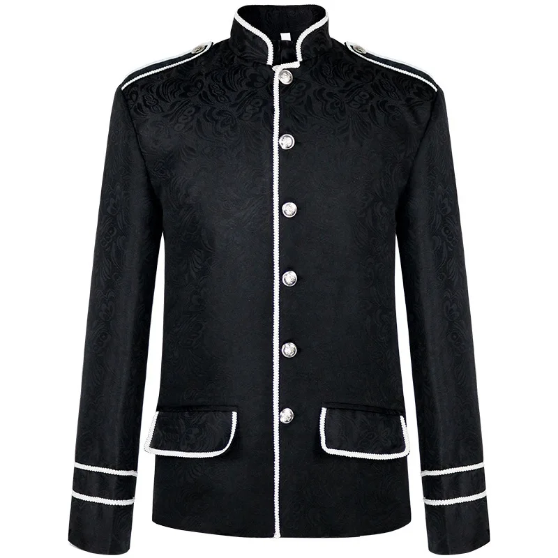 Men Medieval Steampunk Jacket Jacquard Suit Coat Gothic Victorian European American Fantasy Costume Outfit
