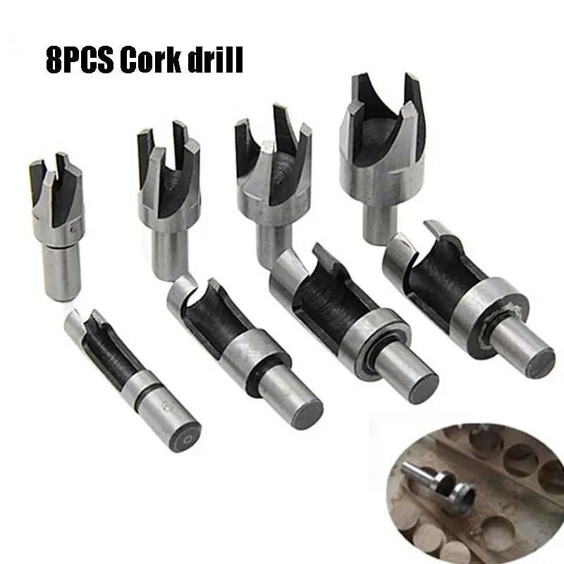 Wooden plug drill 8PCS woodworking hole opener set drilling bit claw type round wooden tenon carbon steel cork cutter