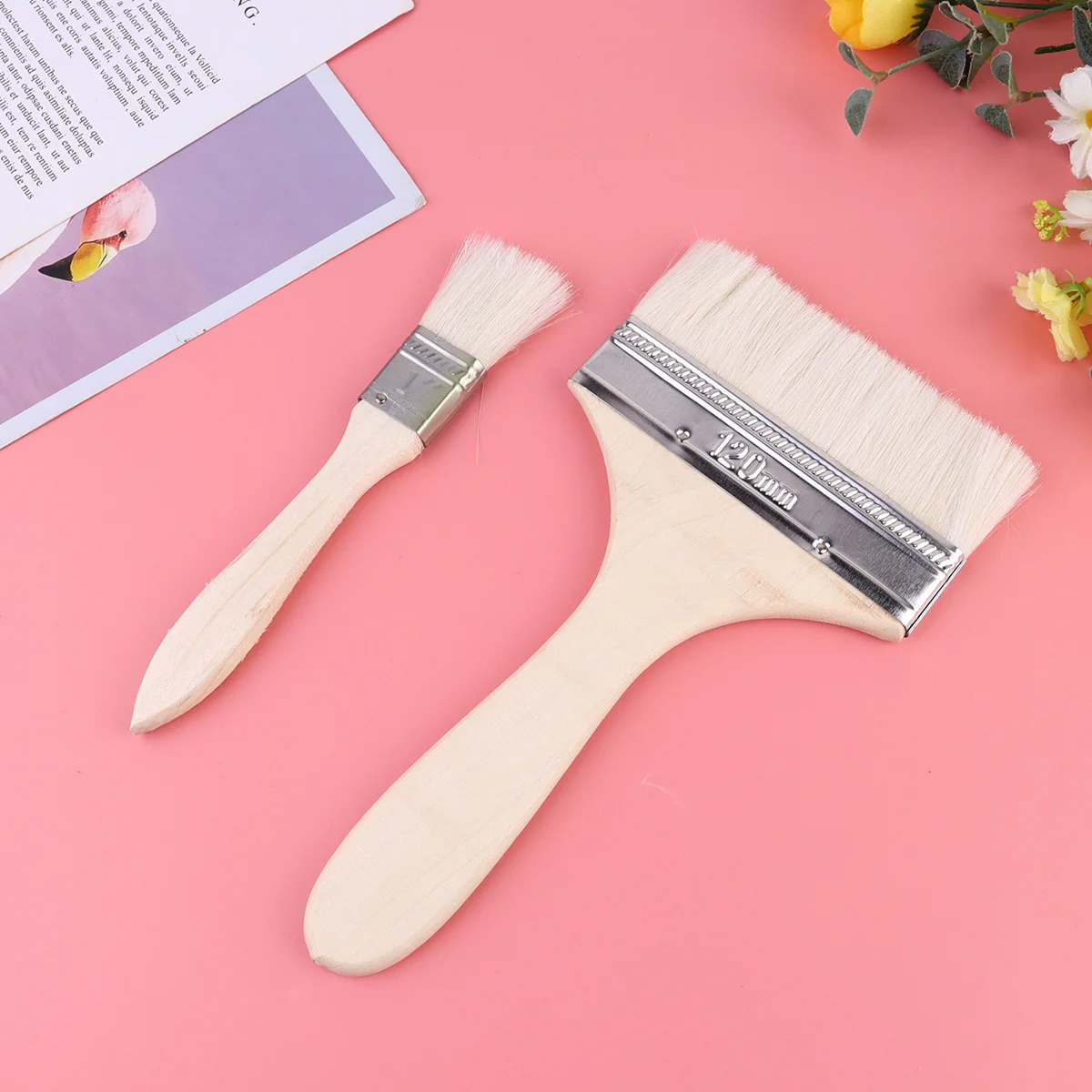

5pcs Wool Brush Set Multifunctional For Painting Baking Touchups Chip Durable Smooth Handle Easy Use Long Lasting