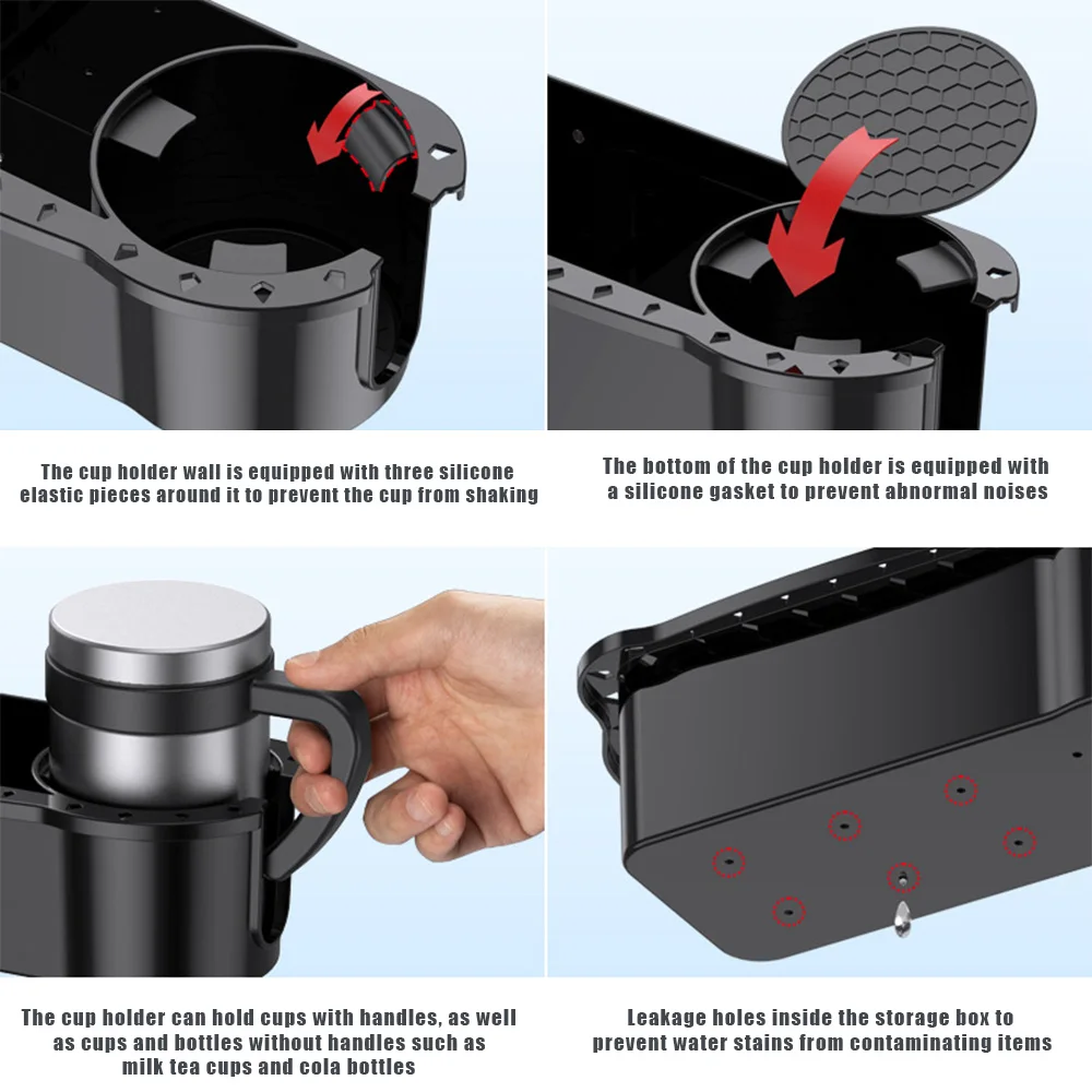 Suporte de copo do barco com guia de borracha, organizador de armazenamento do barco titular caddy universal apto para barco caiaque marinho pontão canoa