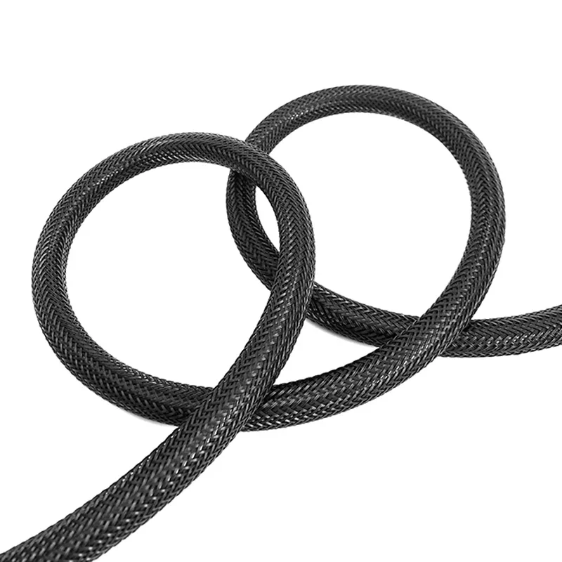 Flexible Black PET Expandable Braided Tube 2-100mm Anti Pet Chewing Mesh Sleeve For Car Audio Wiring Harness Wrap Cover