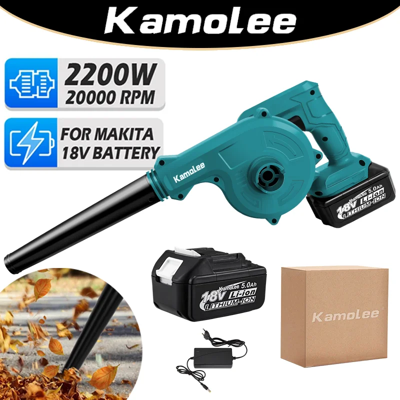 Kamolee Tools-soplador eléctrico inalámbrico 2 en 1, 18V, 20000rpm, aspiradora y colector de polvo para batería Makita de 18V