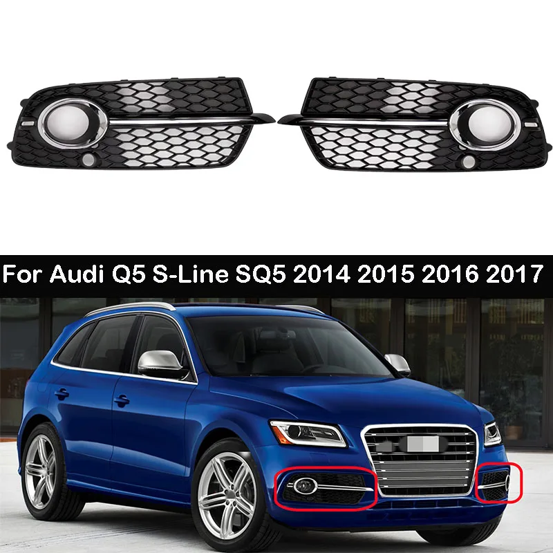 A Pair For Audi SQ5 Q5 S-Line 2013 2014 2015 2016 2017 Car Front Bumper Fog Light Grill Cover 8R0807681S 8R0807682N