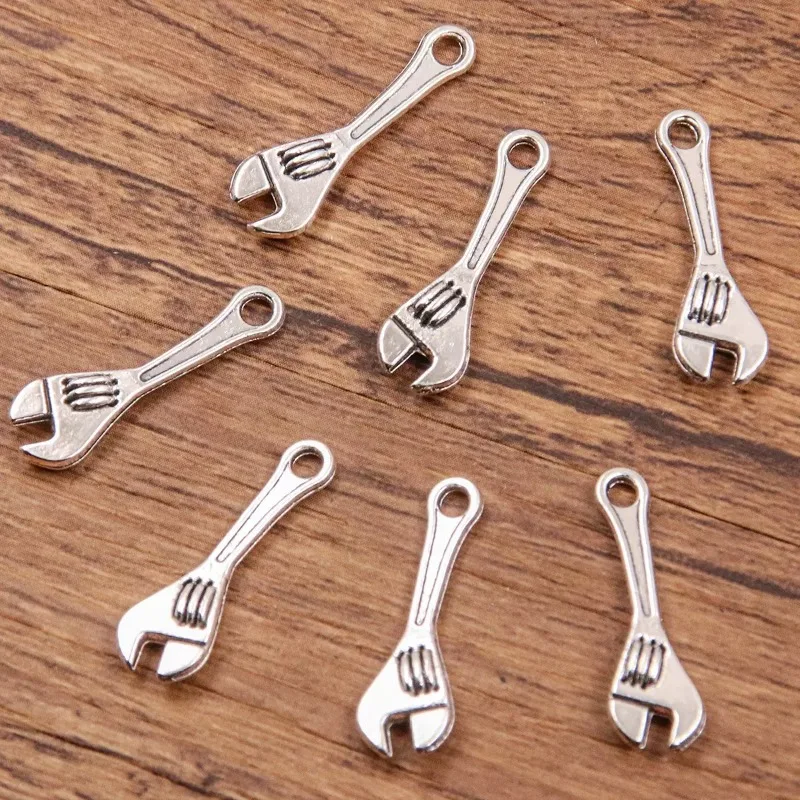 220 Stück antiksilberfarbene Schraubenschlüssel-Anhänger, 24 x 8 mm, DIY-Schlüsselanhänger, Armbänder, Schmuckherstellung # 4191 – Detail 2