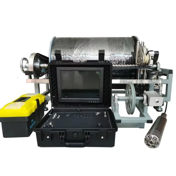 500m Cable 73mm Dual Zoom Lens 360 Degree Underwater Waterproof IP68 Borehole Inspection