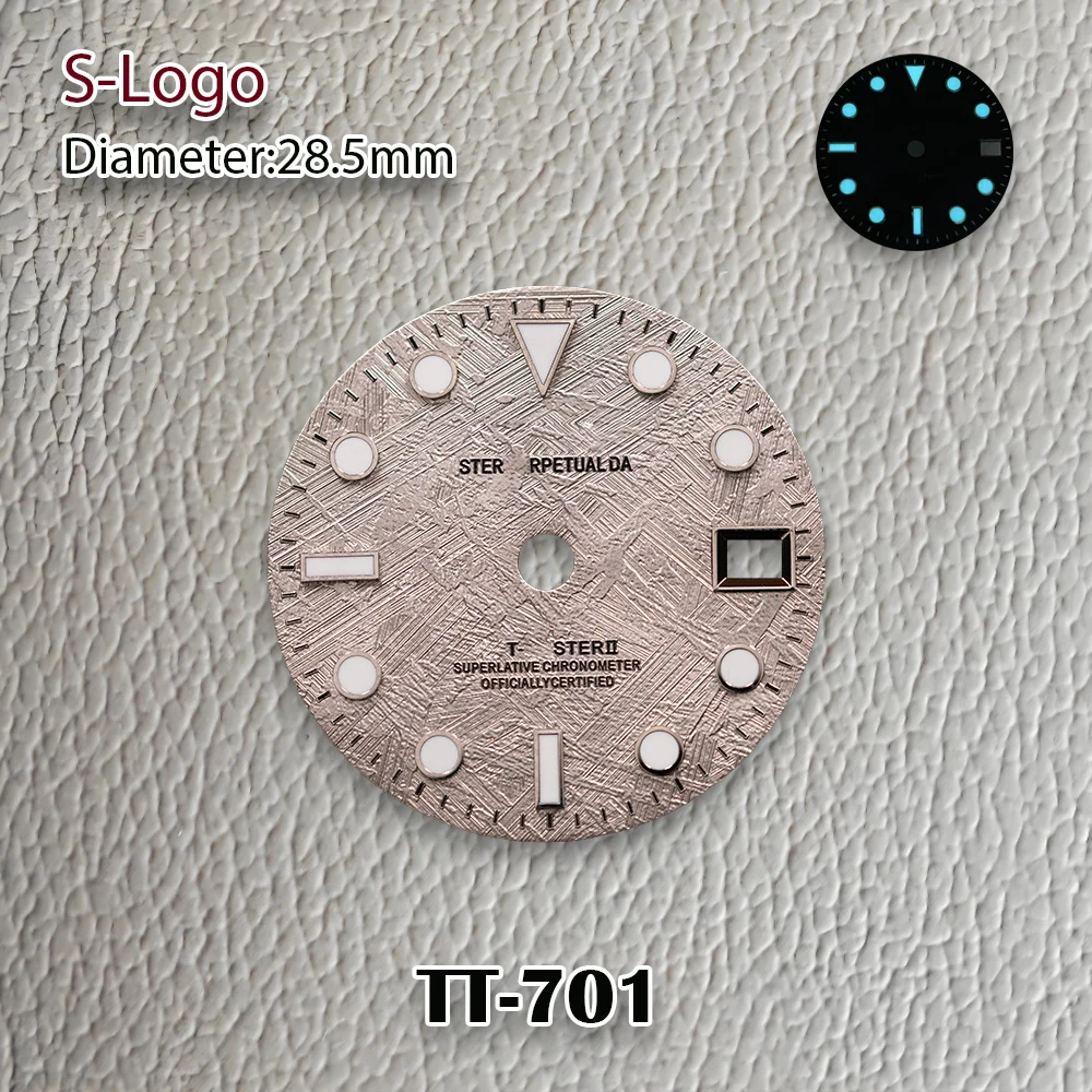 جديد 28.5 مللي متر S شعار NH34 GMT الفضة النيزك الهاتفي مناسبة لحركة NH34 الجليد الأزرق مضيئة ساعة تعديل الملحقات