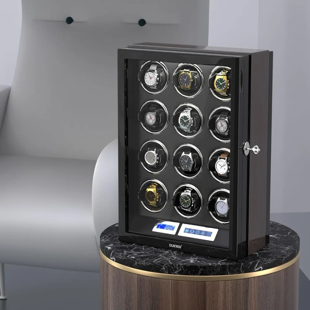 ملفاف ساعة لساعات أوتوماتيكية 6/9/12 مع قفل مفتاح، شاشة LCD، جهاز تحكم عن بعد، ضوء LED، وسادة ساعة قابلة للتعديل #4