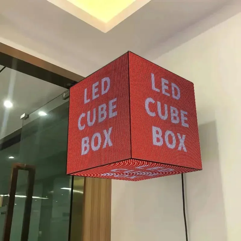 P2.5 Full Color Cube LED Display, Intelligent APP Control Door Advertising Screen, Cool Creative Digital Signage Device