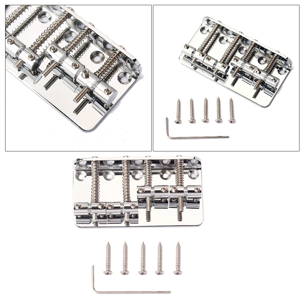 

GA1019 Metal 4 String Bass Bridge Vintage Style Bridge for Guitar with 5 Screws and 1 Wrench (Silver)