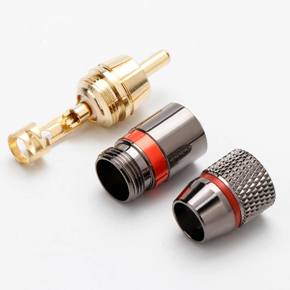 Preffair R1733 vergoldeter Hifi-RCA-Stecker, 6 mm, doppelt selbstsichernde Lotus-Draht-Anschlüsse, Audio-Adapter – Detail 5