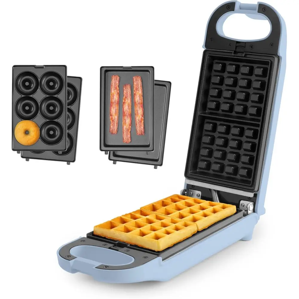 

3-in-1 Sandwich Press with Removable Plates: Panini Grill, Mini Donut Maker, and Waffle Iron