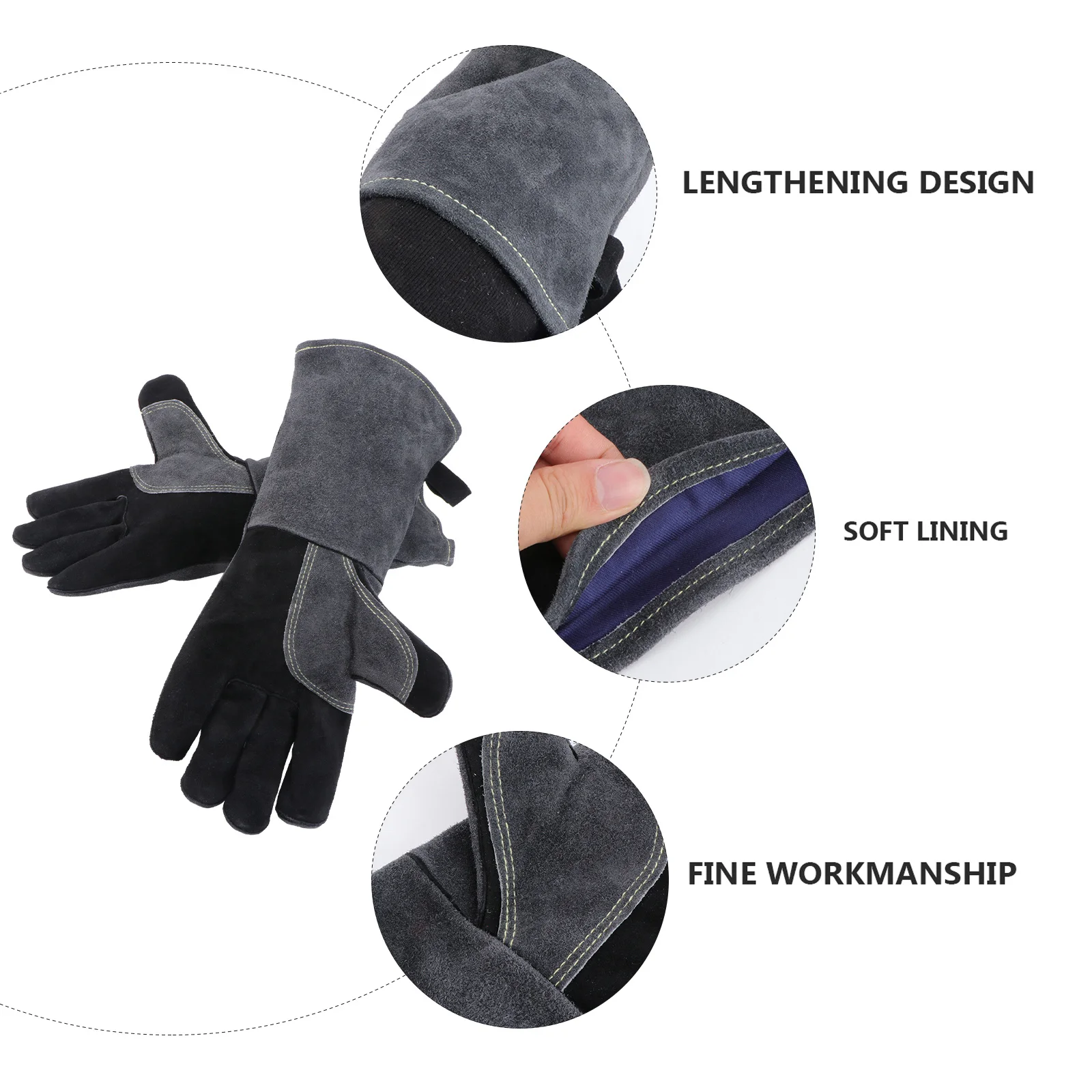 1Pairs Heat-Resistant Fireproof Gloves Extended Cuff for Wrist Forearm Protection Industrial Protective Glove Gear