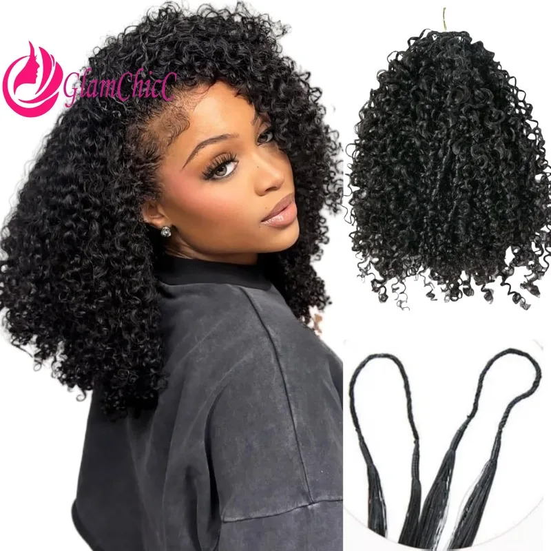 

Афро-кудрявые вьющиеся волосы без узлов, предварительно разделенные крючком для наращивания волос для косичек, линия перьев, 100% человеческие волосы, натуральный цвет, 12-26 дюймов