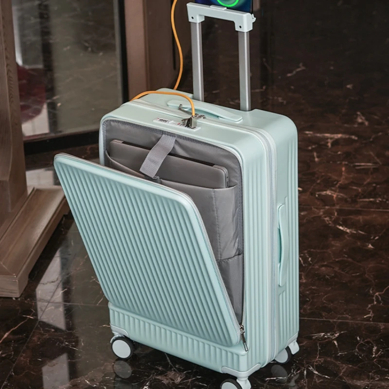 New Multifunctional Password Suitcase Fashion Front Opening Luggage Universal Wheel Trolley Case Laptop Case Boarding Bag