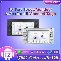 Ossuret-Radio con GPS para coche, reproductor con Android, 7 pulgadas, 2DIN, CarPlay, RDS, DSP, UI7862, para Ford Focus 2, Mondeo S/C Max, Kuga, Fiesta, Fusion