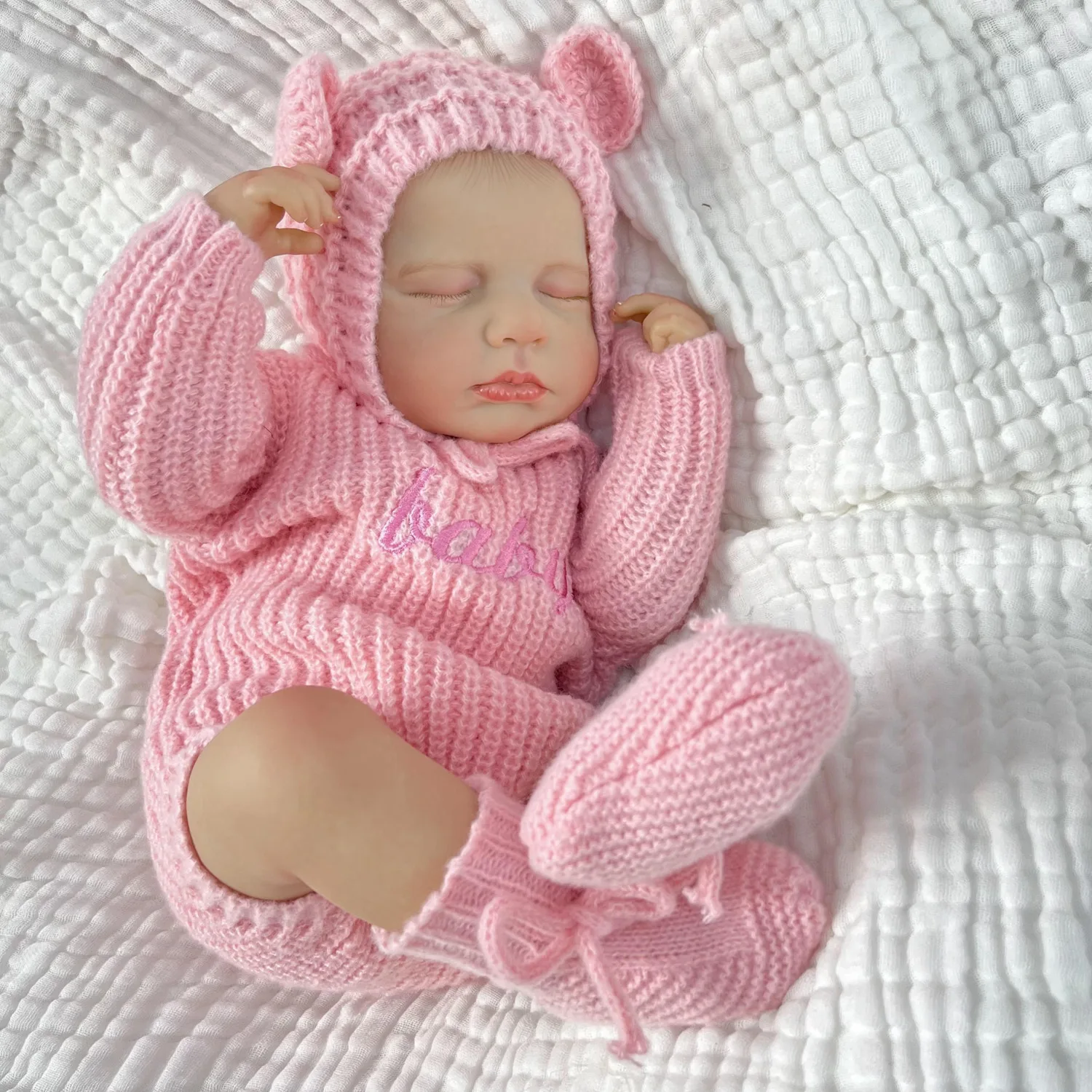 Bambola Reborn BZDOLL Addormentata 19 Pollici con Corpo in Stoffa, Realistica 48 CM, Pelle 3D, Aspetto Naturale, Regalo di Compleanno per Ragazze