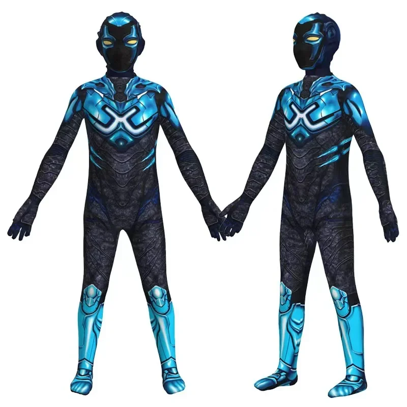 Blue Beetle Cosplay Costume Anime Men Boy Superhero Roleplay Kids Jumpsuit Mask Suit Halloween Carnival Clothes For Disguise