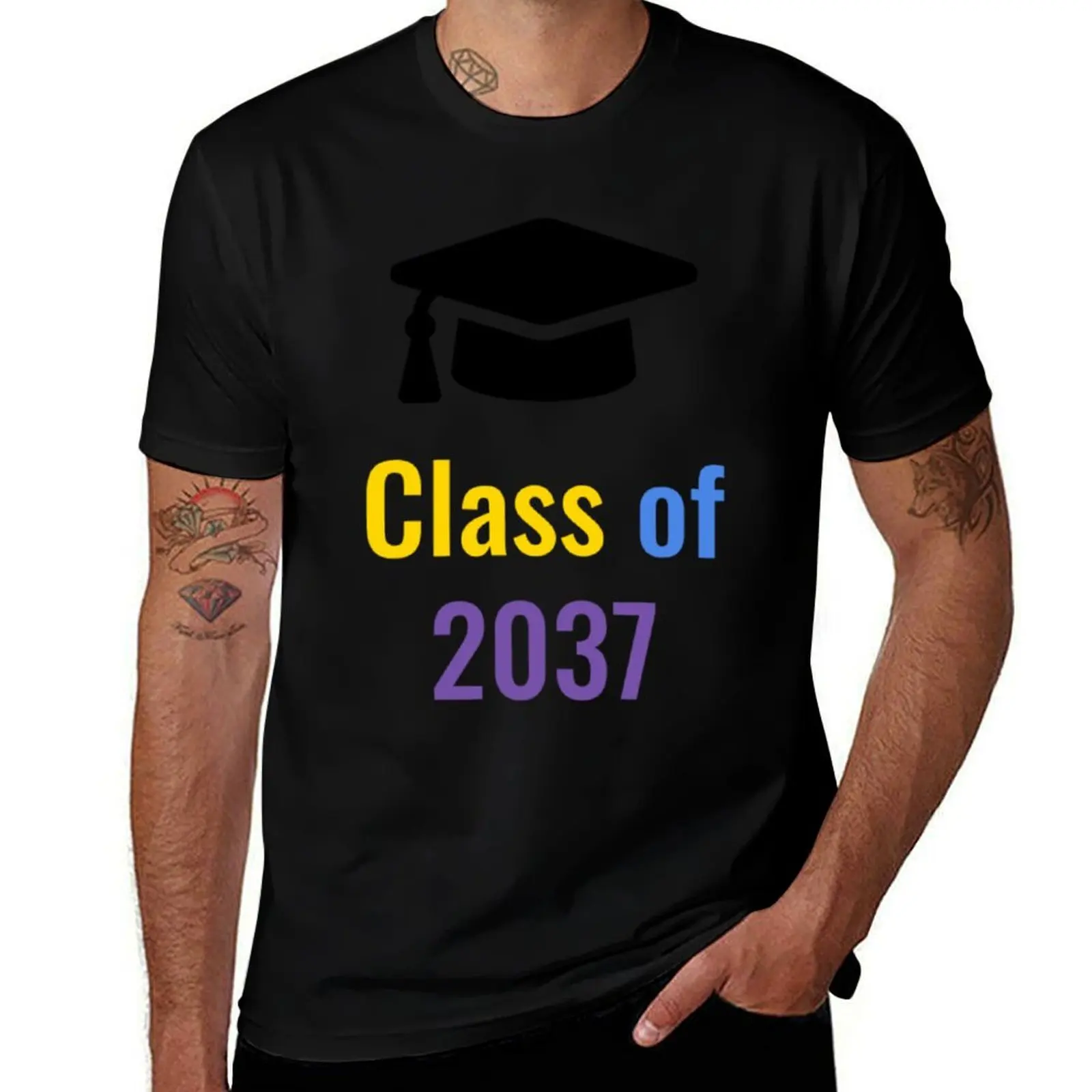 

Class of 2037 (Gold, Blue and Purple) T-Shirt cotton man t-shirts blue archive topping sweat plain black t shirts men