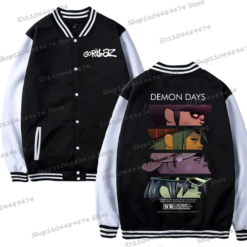 Imagen 2 del producto Divertida chaqueta de béisbol Gorillaz Rock Band para hombres y mujeres, ropa deportiva de moda de manga larga de primavera, chaqueta de abrigo de Anime Gorillaz Y2K