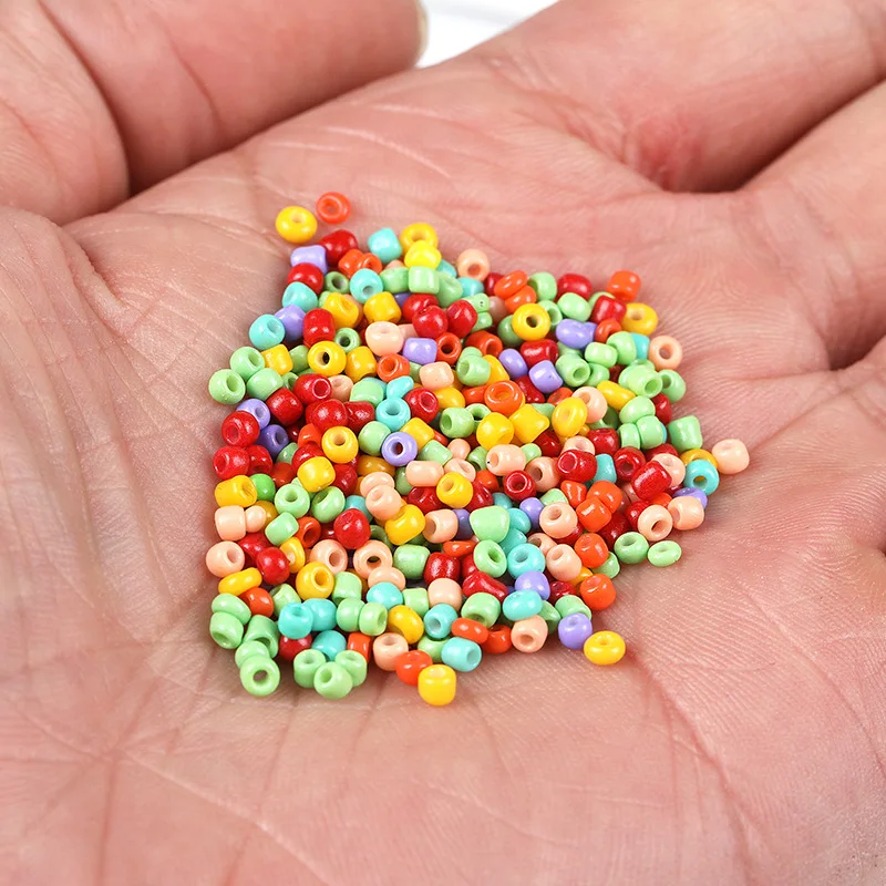 450g 3mm Solid Color Baked Paint Small Rice Beads Straight Hole Glass Rice Beads DIY Jewelry Bracelet Accessories Bead Wholesale