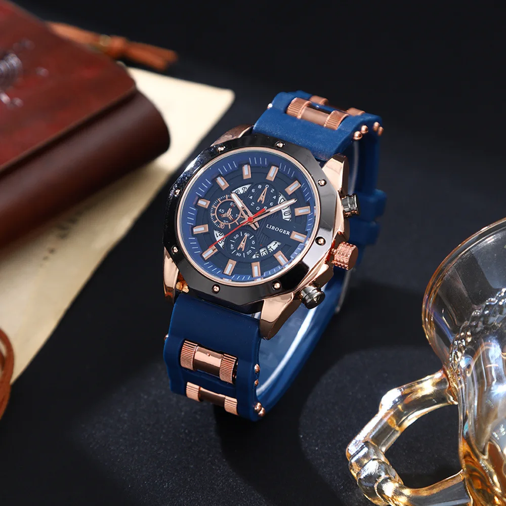 

Модные мужские часы, лучший бренд, роскошные силиконовые спортивные часы, мужские кварцевые часы с датой, водонепроницаемые наручные часы с хронографом, мужские часы