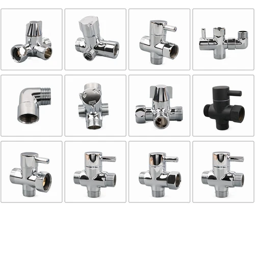 Adaptador de brazo de ducha de latón de 3 vías, válvula desviadora de ducha G1/2 ''G3/4 para cabezal de ducha de mano, cabezal de ducha fijo, accesorios de baño