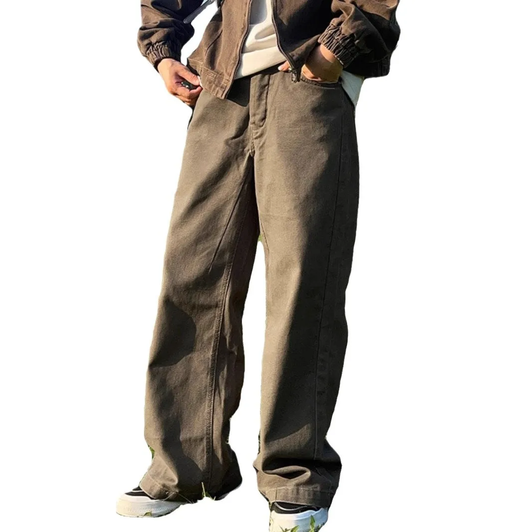 

New American Casual Retro Straight Jeans for Men's Niche Loose Trousers Trendy