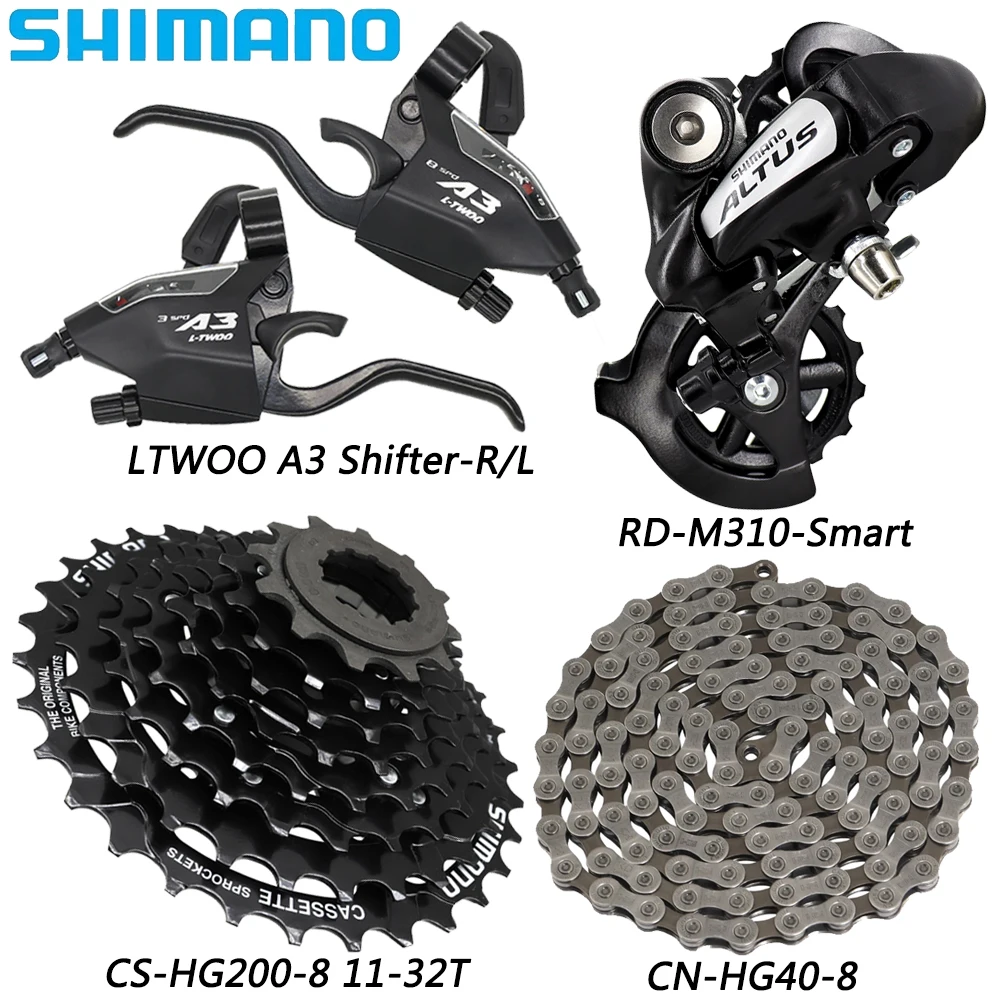 

SHIMANO ALTUS M310 8 Speed Smart Cage Rear Derailleur CN-HG40-8 Chain CS-HG200-8 32T Cassette for MTB Bike Bicycle Parts