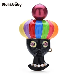 Wuli&baby Aladdin Brooch Pins Magician Rainbow Hat Purple Pearl Black Women Wearing Necklace 2025 New Fashion Jewelry