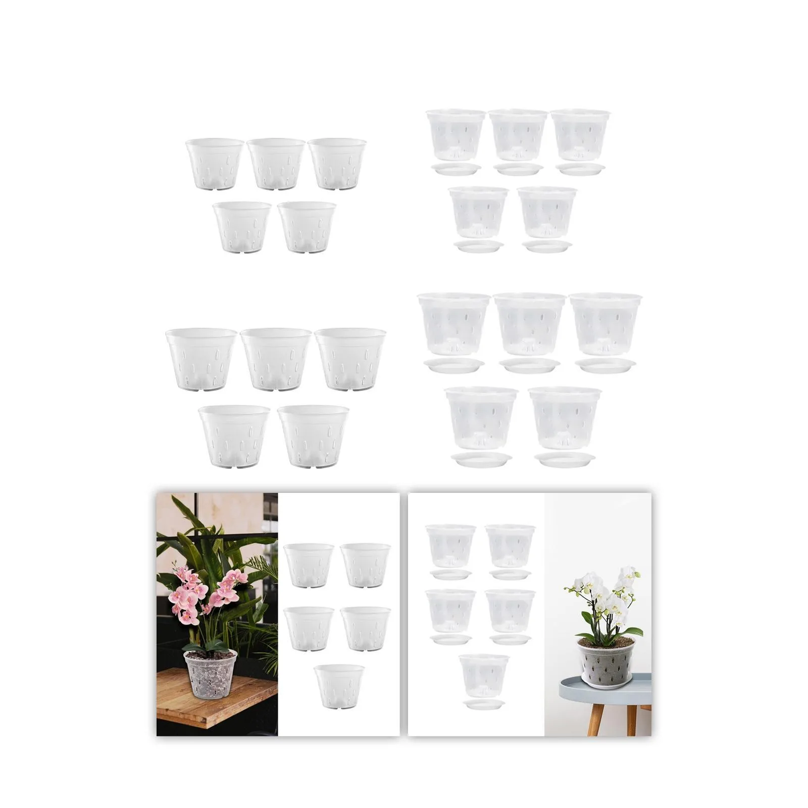 Clear Pots Plant Pot Breathable Slotted Transparent Clear Flower Pot with Holes