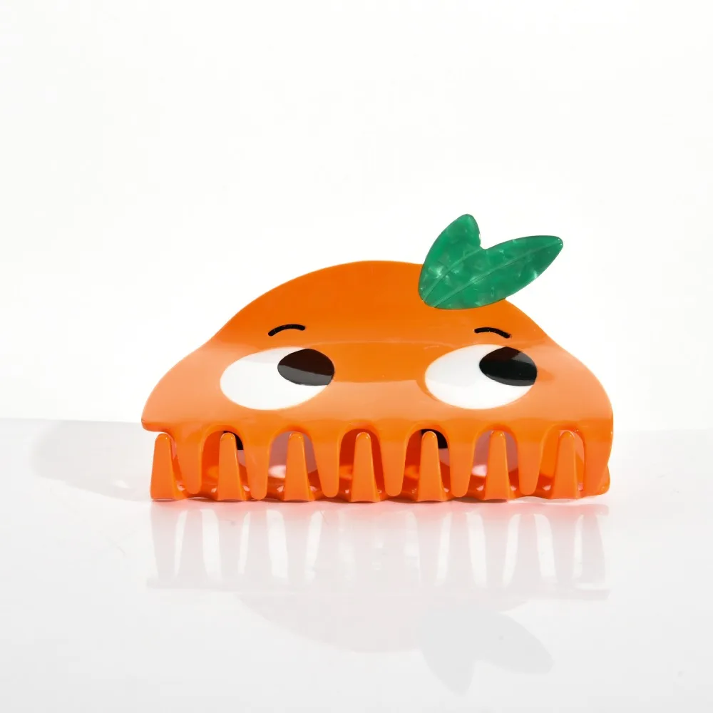 Милый оранжевый зажим для волос с когтями 2024, зажим для волос большого размера с дьявольским крабом, модный креативный мультяшный головной убор, женский аксессуар для волос для девочек