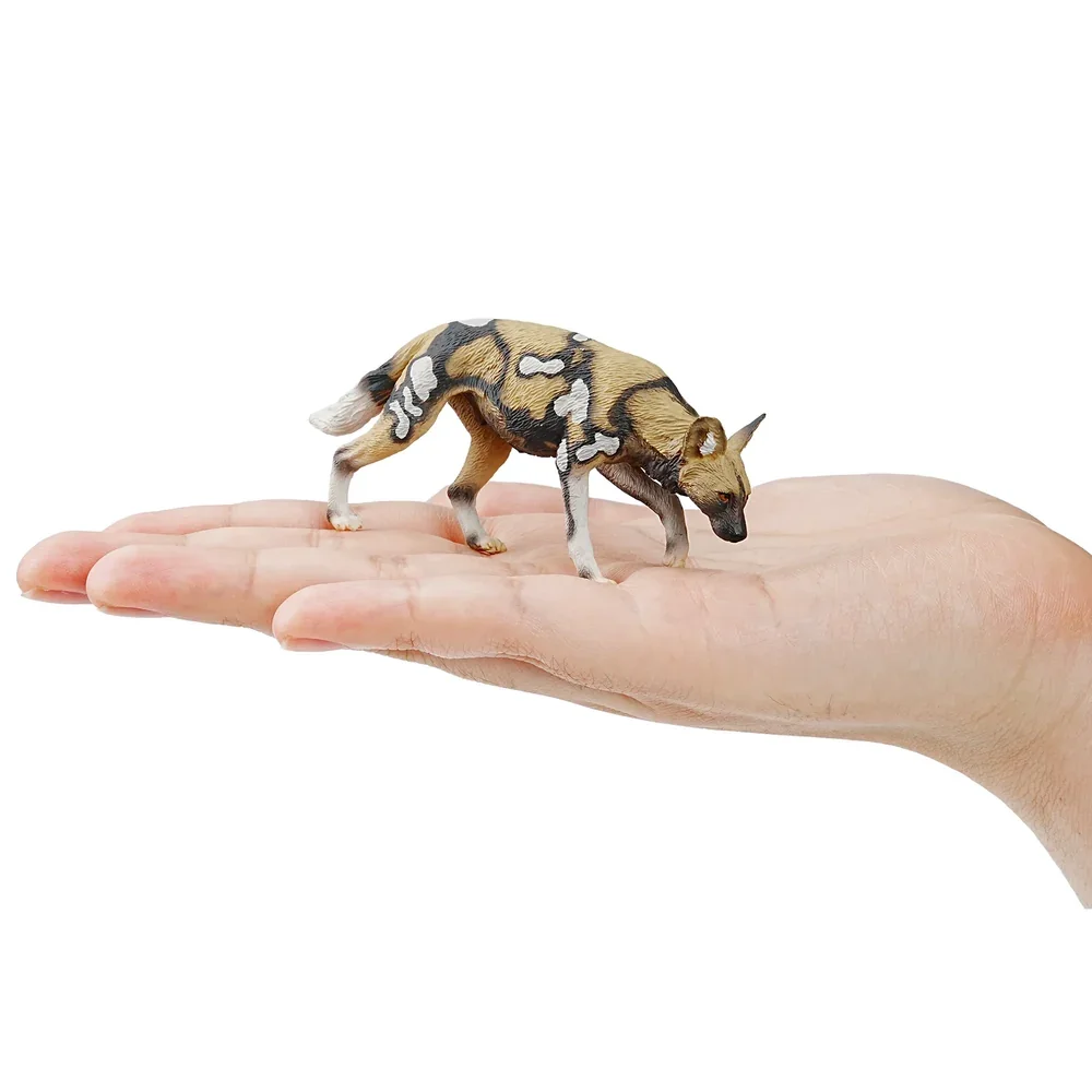 Toymany Simulation African Wild Dog Wildlife Animal Model Toy Mini Figures Dolls Action Figurines Toys Children Gift Cake Decora