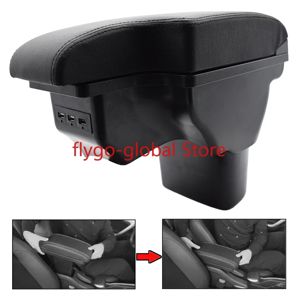 

The Armrest of Refitting Fit for 2015-2017 Nissan Juke ESQ Black Leather Center, 2011-2019 New USB Storage Box Of