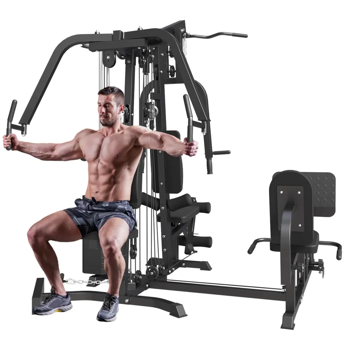 Multifunction Home Gym System Workout Station,Smith Machine with 100LB Weight Stack, Leg Press, LAT Station for, Customized
