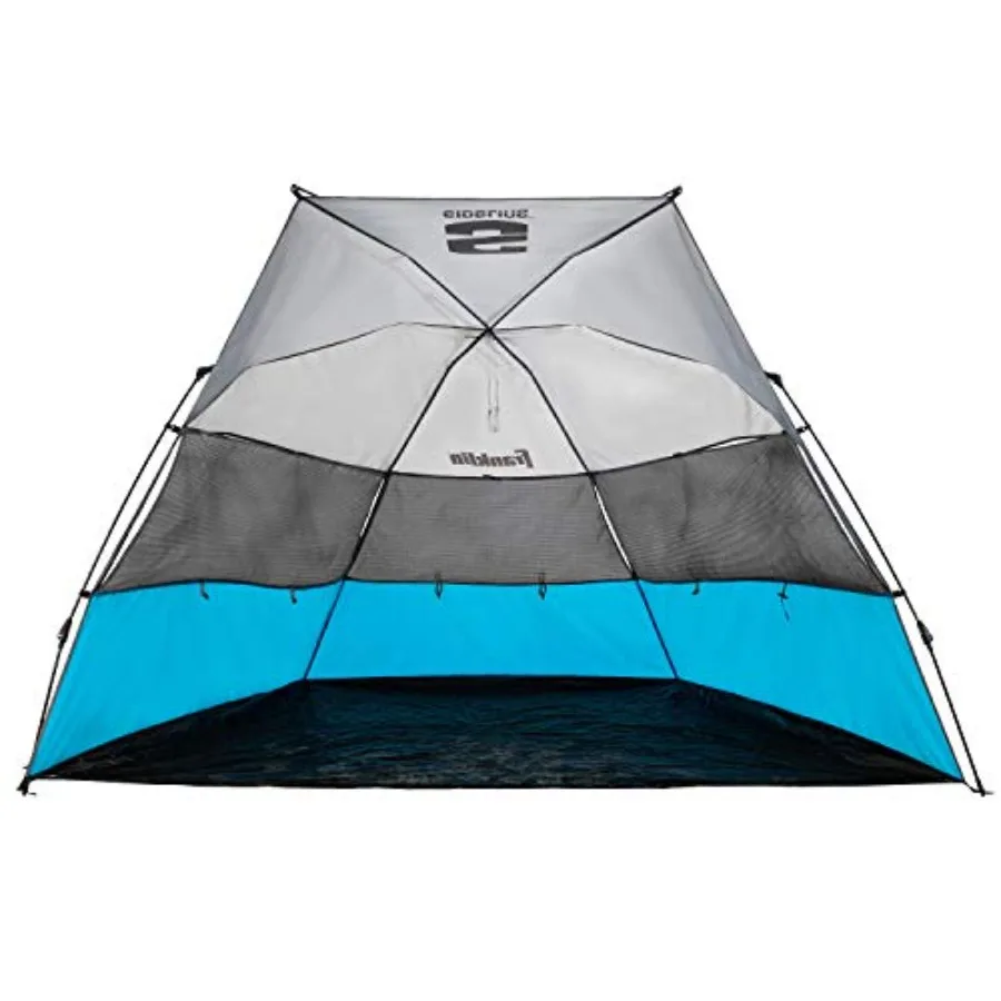 

Beach and sports games shelter: portable UPF 50+ sunblocker with easy setup, lightweight polyester fabric, navy blue color, qui