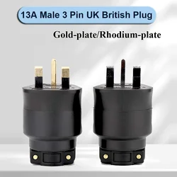 High Quality FI-UK Hi-end AC Power Electric(M) Fused 13A Male 3 Pin UK British Plug Fuse Gold/Rhodium Plating Connector Plug