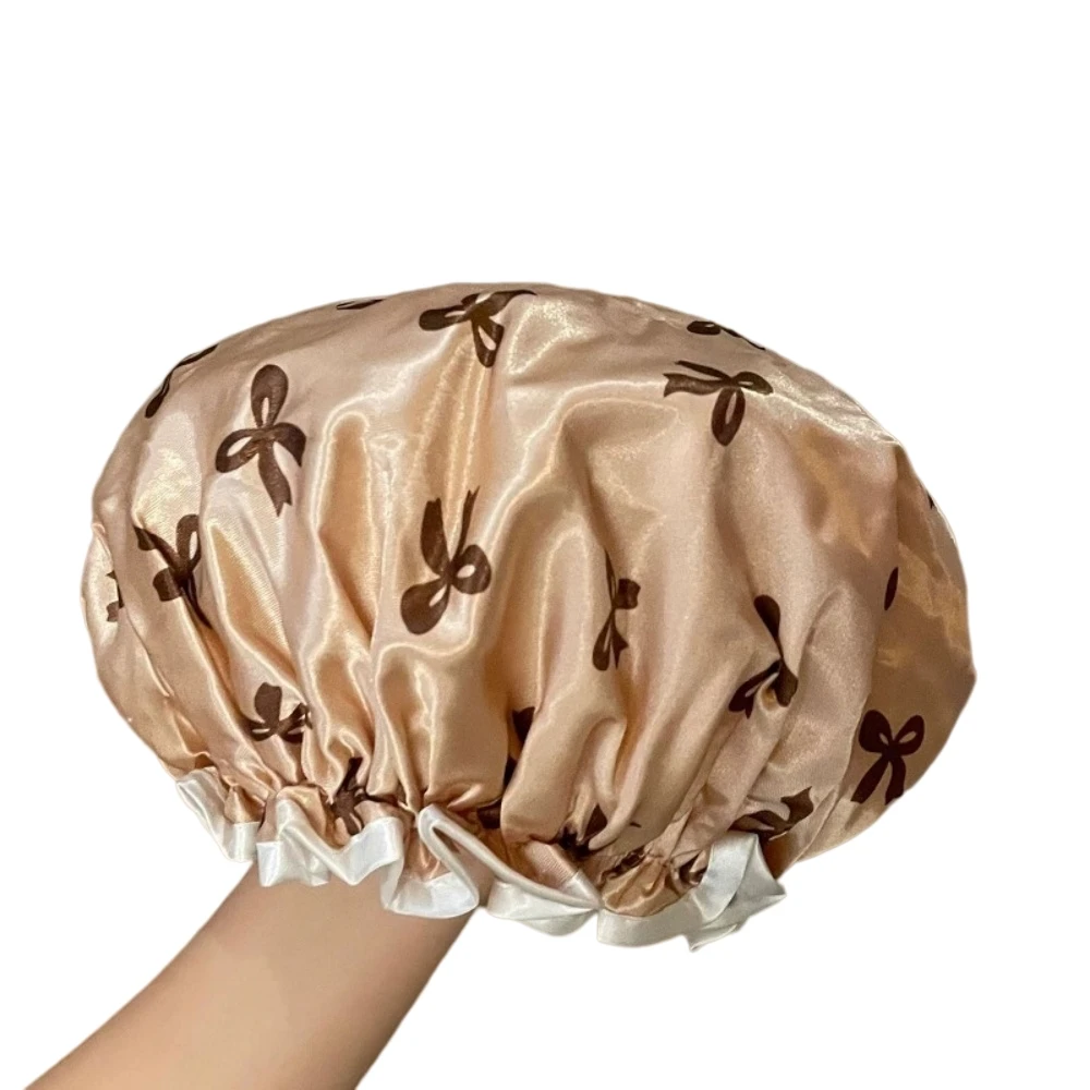 1pc Double Layer Shower Caps, Printed Bonnet, Waterproof Bath Caps Reusable Shower Caps Hair Hat For Women Ladies Spa Salon