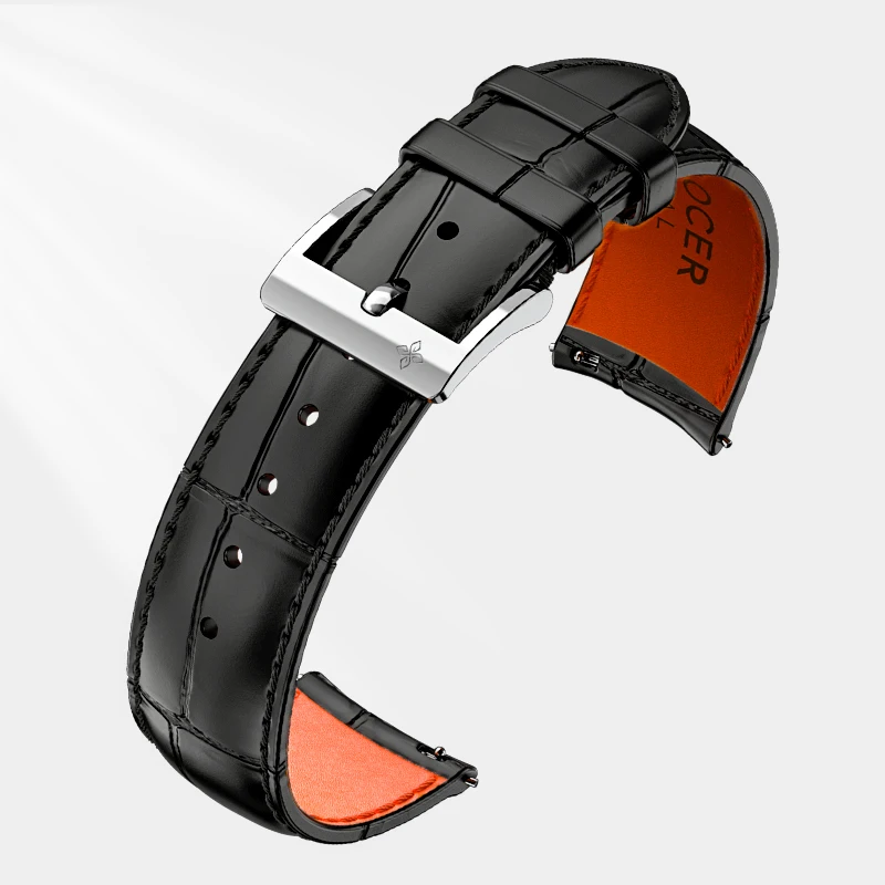 AGELOCER Original Watch Spare Part Width 21mm Genuine Leather Strap 316L Stainless Steel Buckle