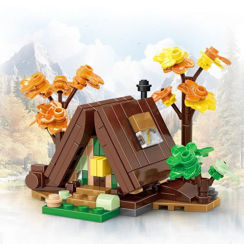 OUZEY Mini bloques de construcción de casa Triangular de estilo chino, más de 14 partículas pequeñas, montaje DIY, modelo educativo, regalo