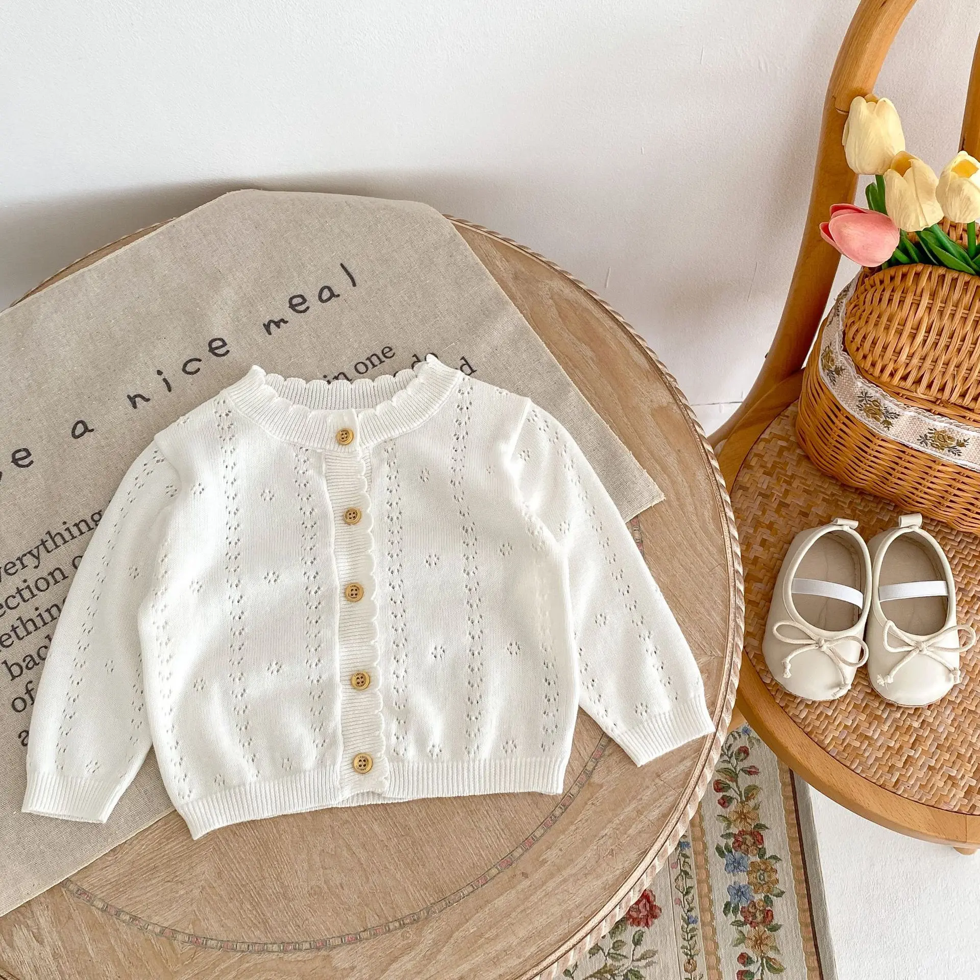 

Spring New Solid Color Cardigan Heart shaped Sunscreen Air Conditioning Shirt Hollow Coat