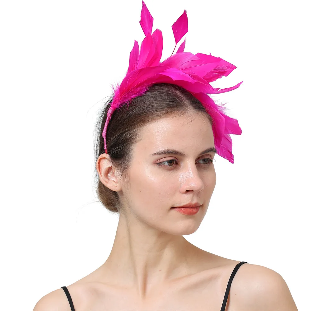 New Fashion Feather Headband Fascinator For Women Wedding Hair Accessories Fancy Feathers Headwear Occasion Hair Band Hats