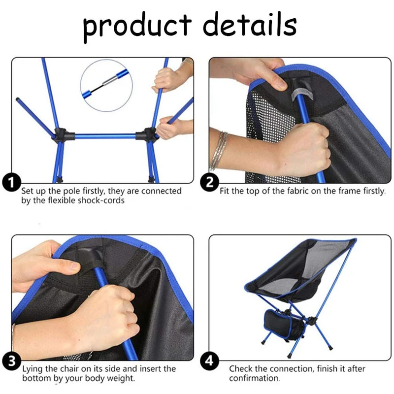 Outdoor Camping Chair Garden Beach Hiking Picnic Seat Portable Detachable Folding Fishing Chair Ultralight Camping Tools