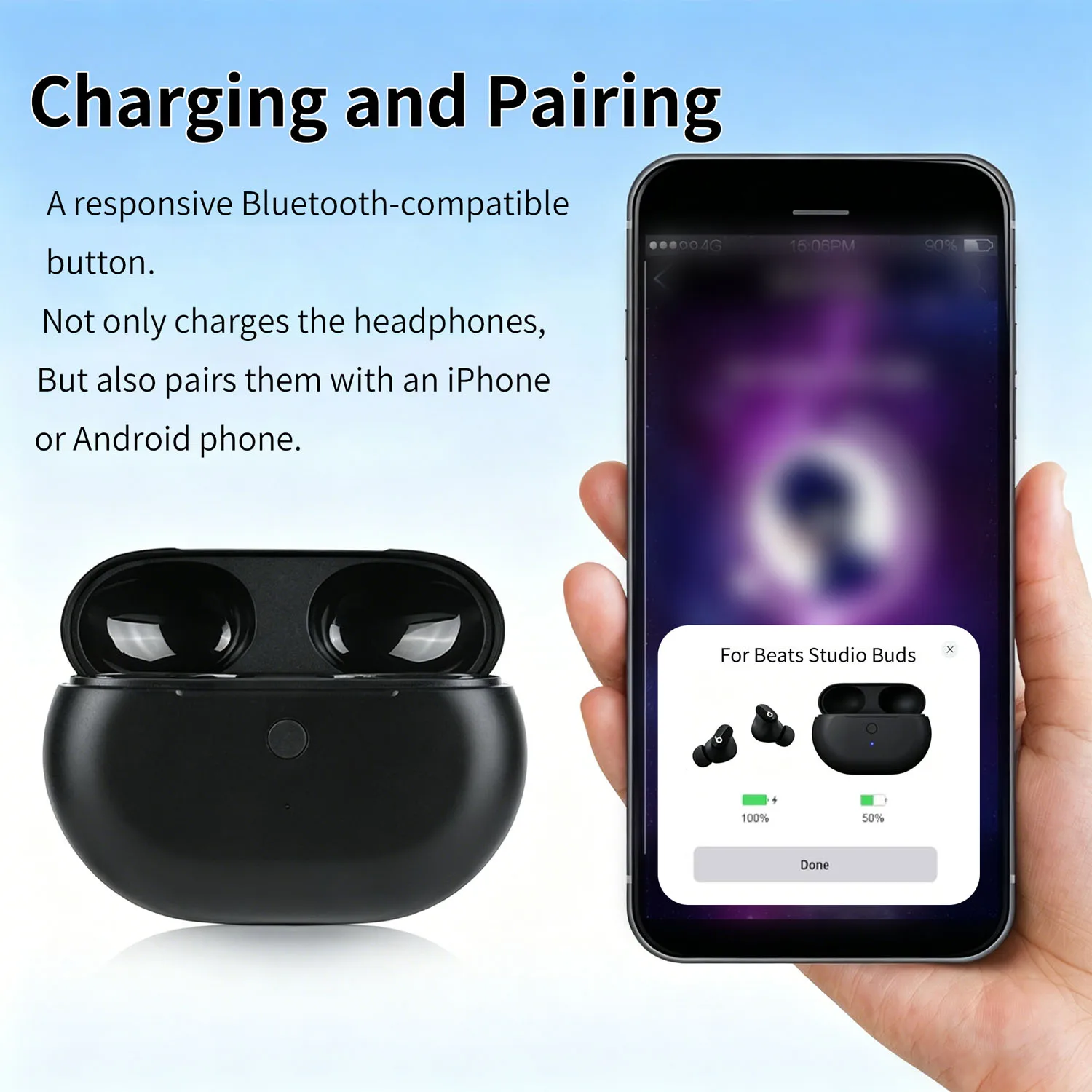 660mAh Charging Case for Beats Studio Buds+ Wireless Earbuds, Type-c Portable Wireless Earbuds Charging Box Case Carrying Bag image 5