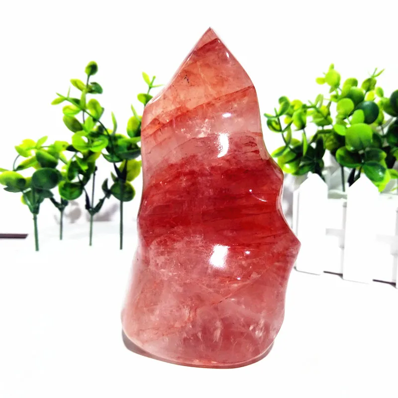 

Natural Stone Red Hematoid QuartzIce Cream Torch Crystal Display Home Decoration Stone Color Romantic Multi-inclusions Crystal