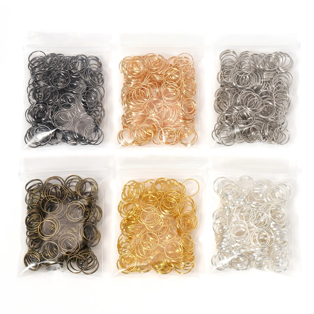 200pcs Key Holder Open Jump Rings Split Rings Double Loops Circle 5-14mm Rings for Key fobs Connectors for Jewelry Making DIY